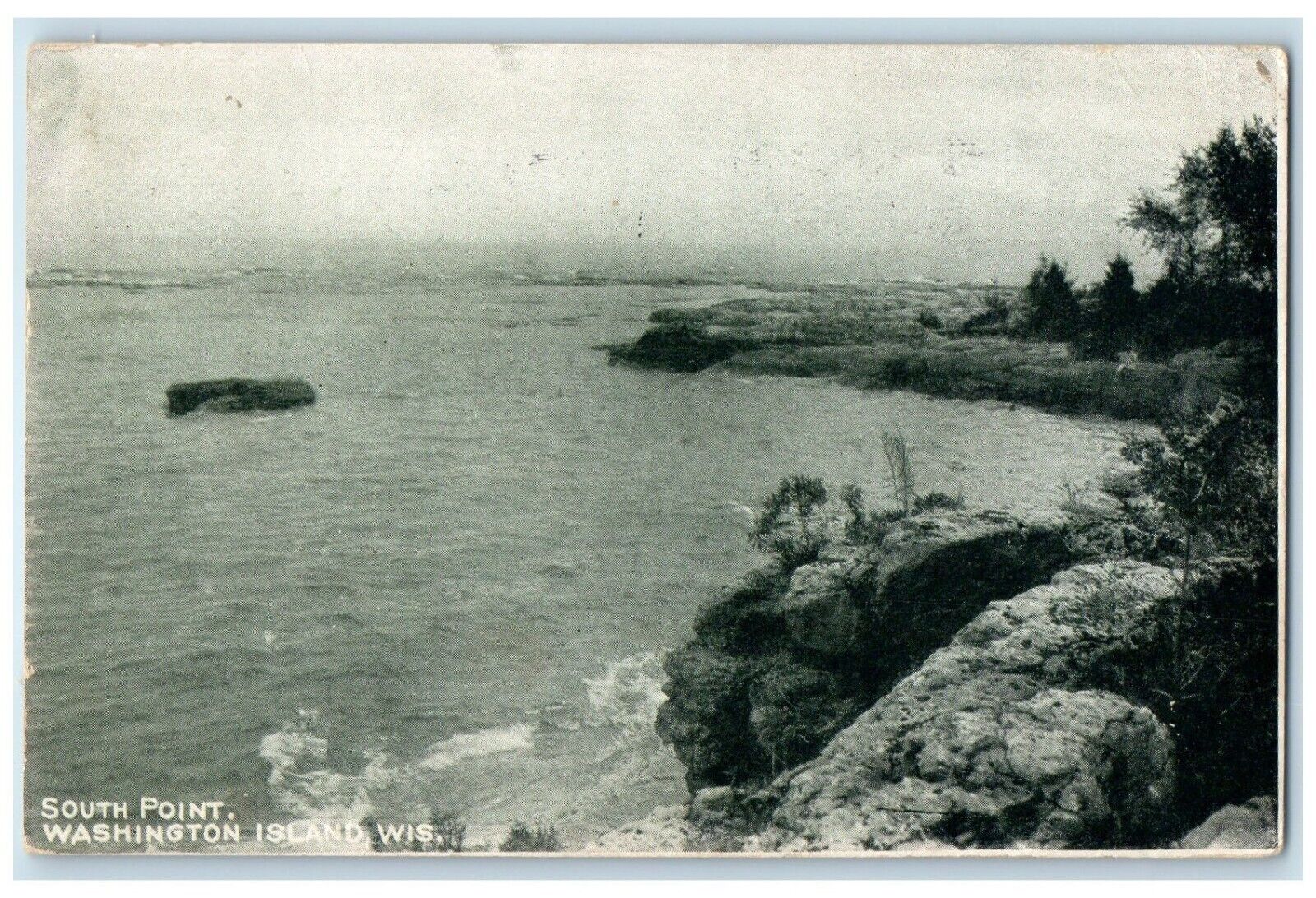 1915 South Point Coast Cliff Swamp Washington Island Wisconsin Vintage Postcard