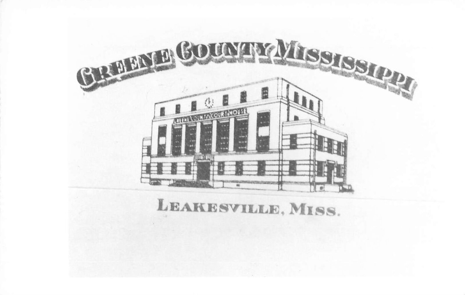 RPPC Green County Mississippi Courthouse, Leakesville, Real Photo Postcard 