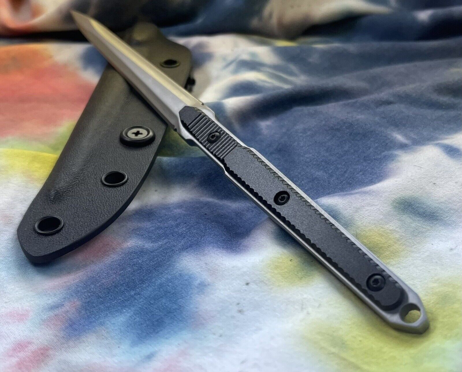 Dagger Fixed Blade Knife Double Edged Stiletto Kydex Sheath