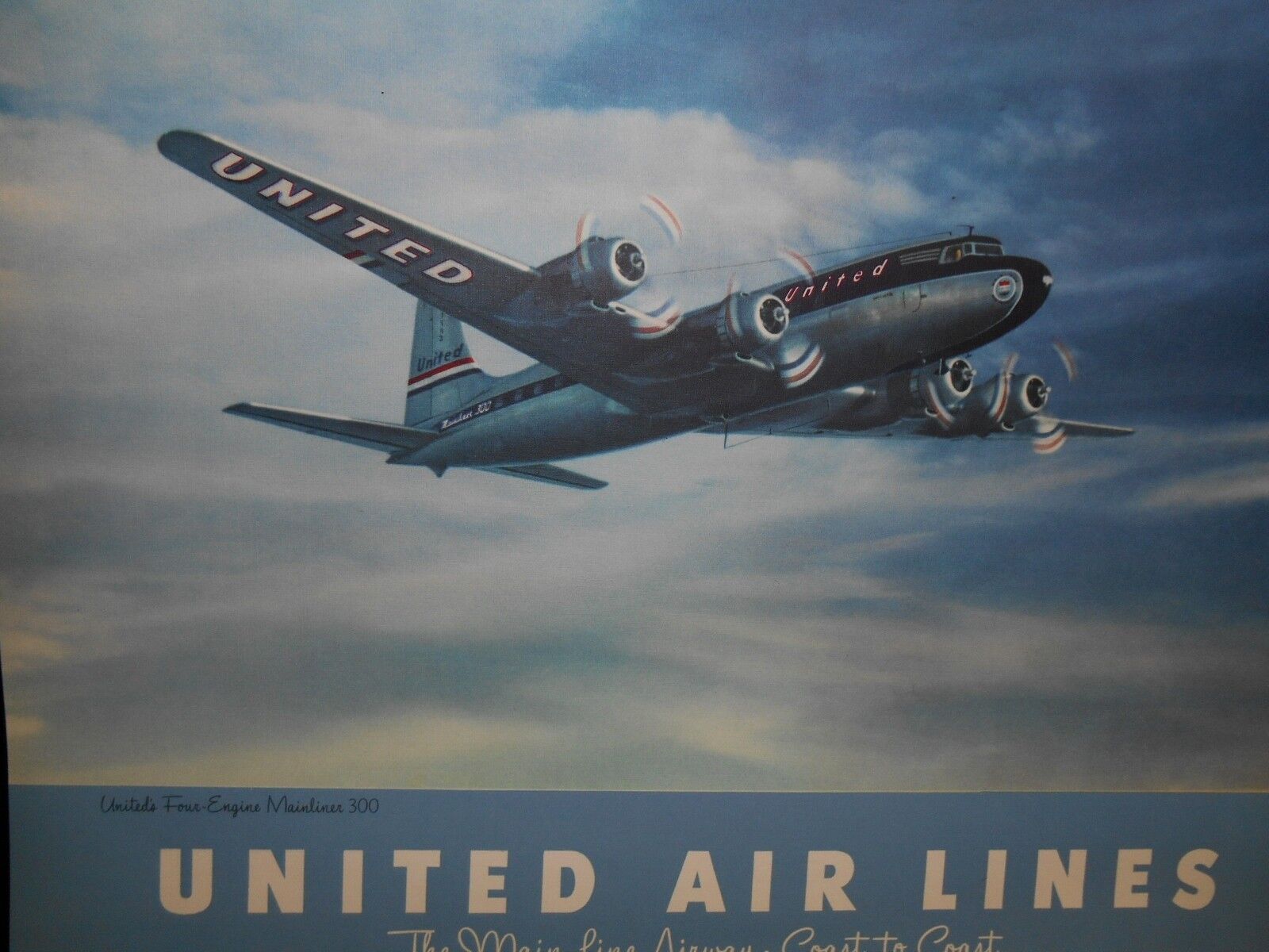 RARE Extra Large 1948 UNITED AIRLINES CALENDAR Great Graphics