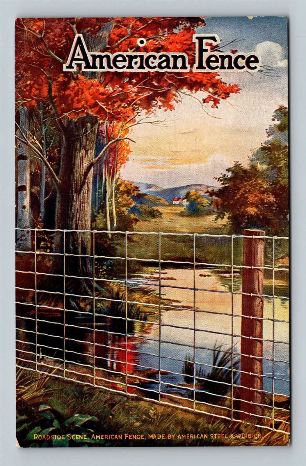 Advertisement For American Fence, Vintage Postcard