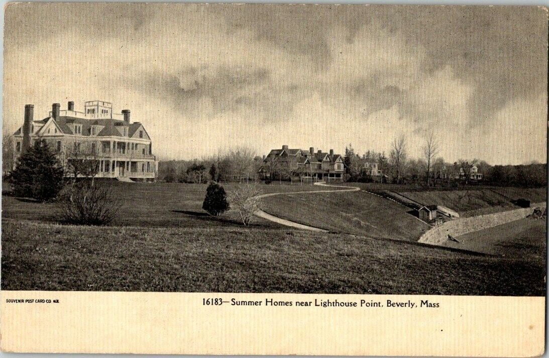 VINTAGE Postcard Beverly MA Summers Homes Lighthouse Point RARE A381