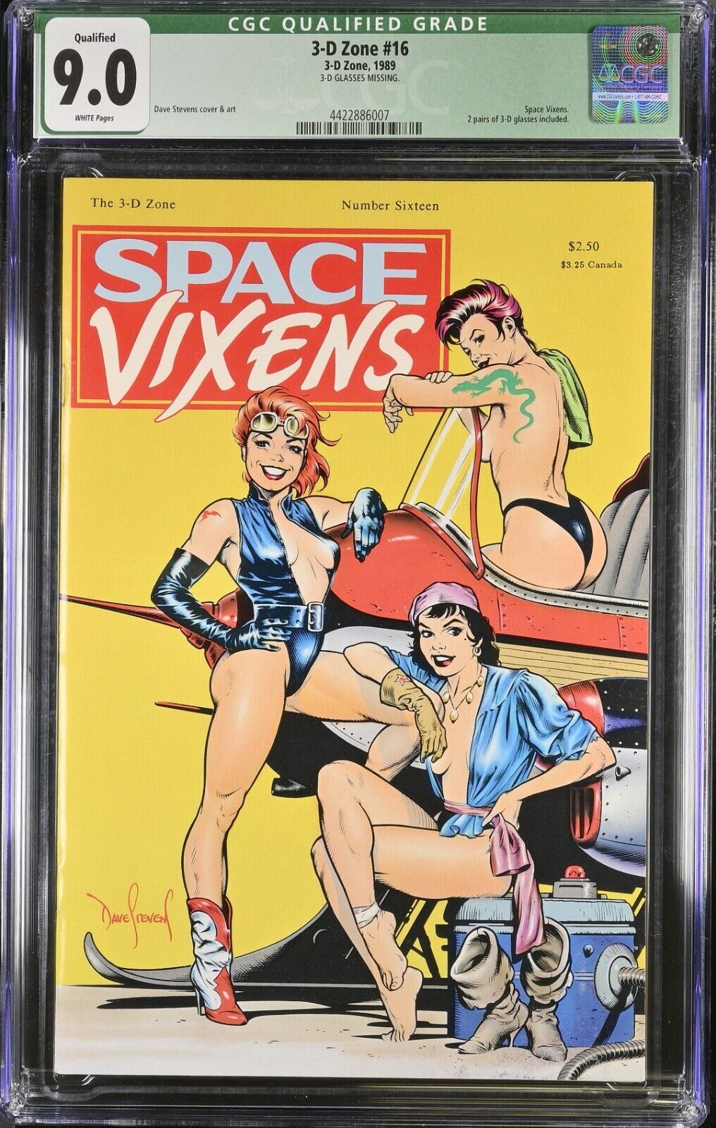 1989 3-D Zone 16 Space Vixens CGC 9.0 Dave Stevens GGA White Pages RARE BOOK