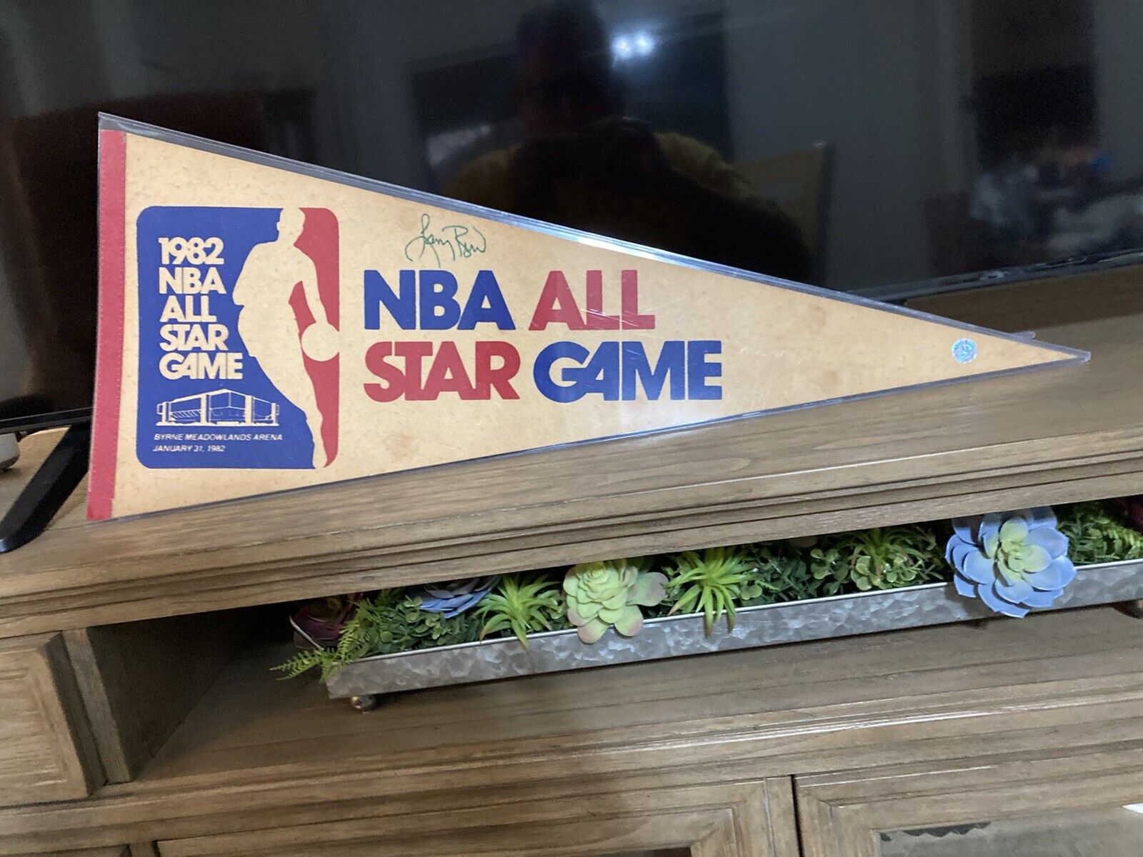 Vintage 1982 NBA All Star Game 29 Inch Pennant. Byrne Meadowlands, Auto Bird/coa