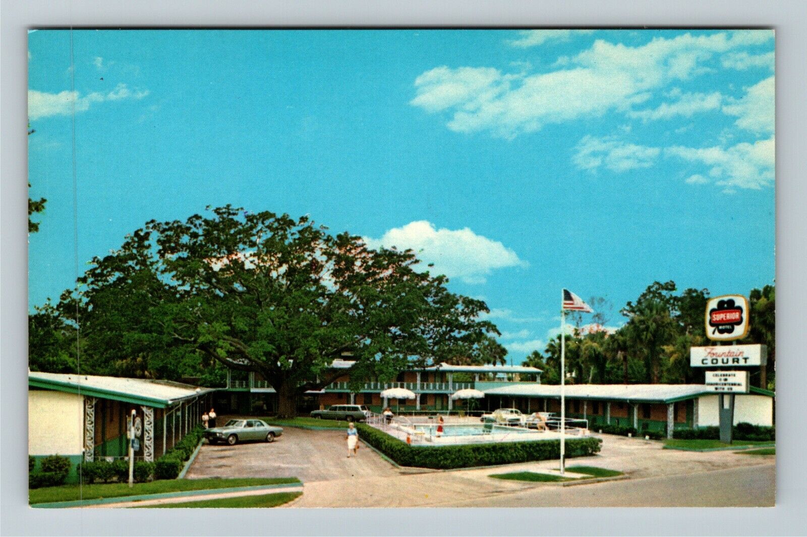 St Augustine FL-Florida, Fountain Court, Vintage Postcard