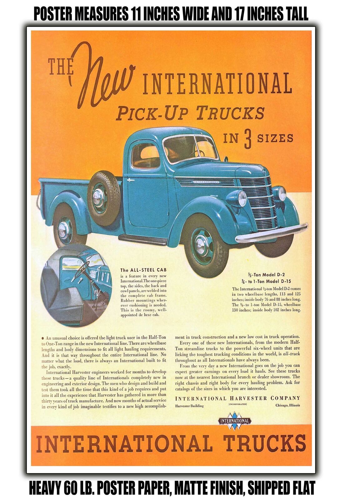 11x17 POSTER - 1937 International Pickup Truck in 3 Sizes