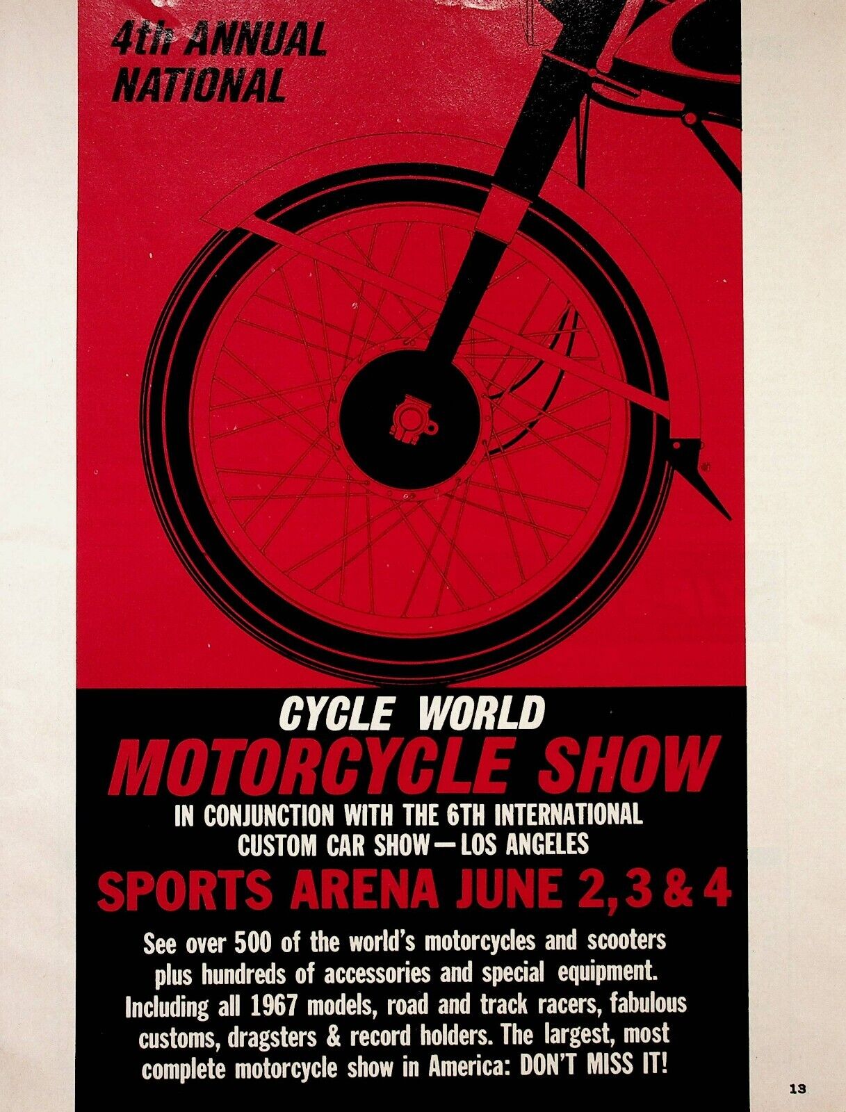 1967 Los Angeles Sports Arena Motorcycle Show - Vintage Ad