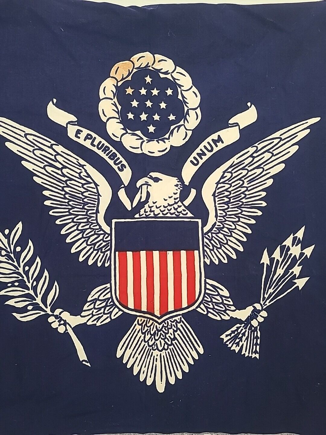 Vintage Americana E. Pluribus Unum Flag Navy America 13 Stars United States 