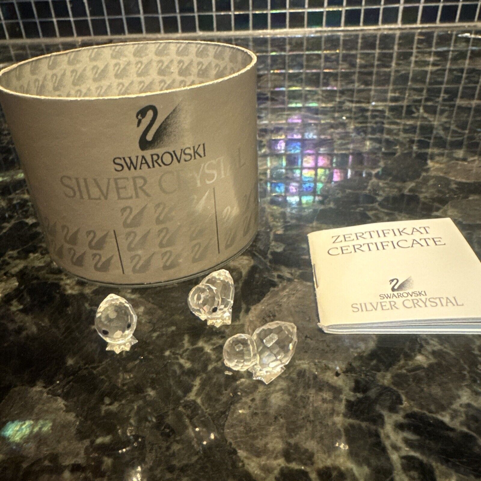 Swarovski Silver Crystal Figurine Mini Chicks Set of 3 014824 VERY CUTE MINT A1