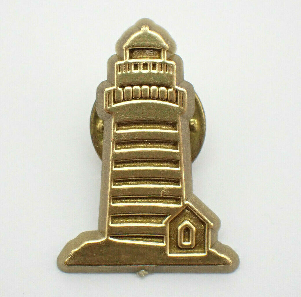 Lighthouse Light House Gold Tone Vintage Lapel Pin