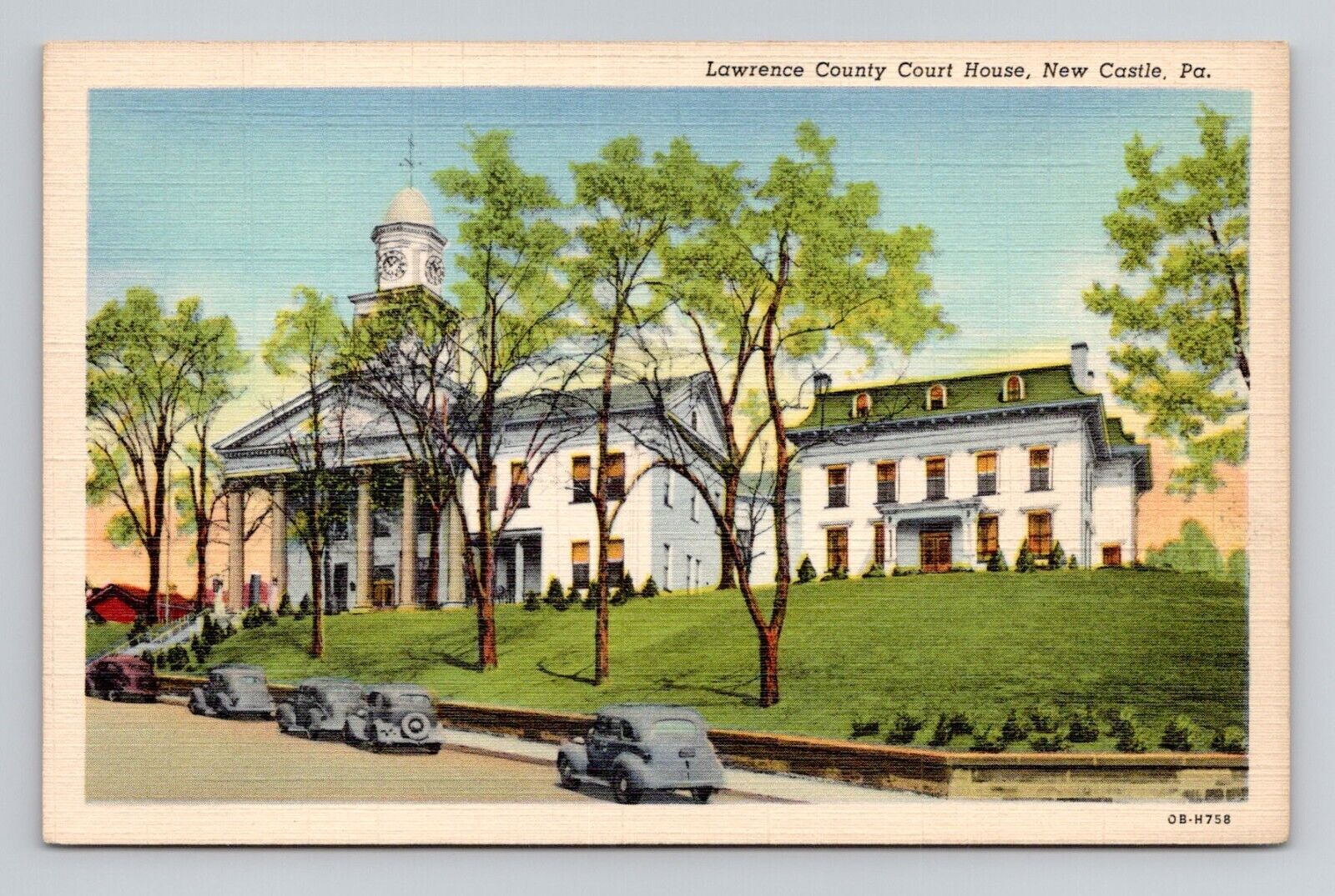 Postcard Lawrence County Court House New Castle Pennsylvania, Vintage Linen O2
