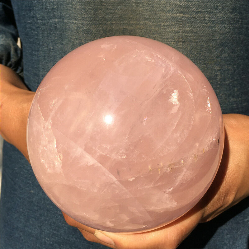 4.09LB TOP Natural Pink Rose Quartz Ball Crystal Sphere decoration reiki healing