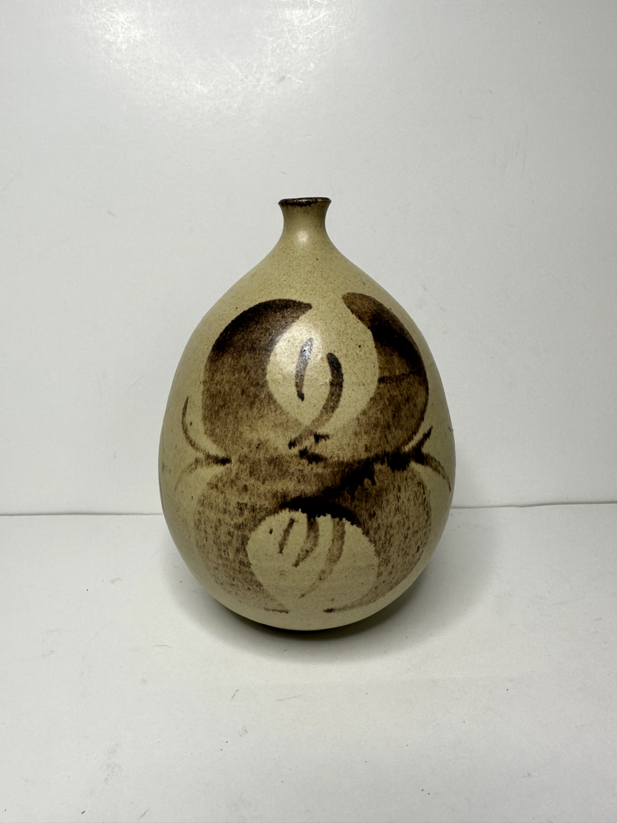 Vintage  Ceramic Pottery Stoneware Handmade Signed Round Ball Vase