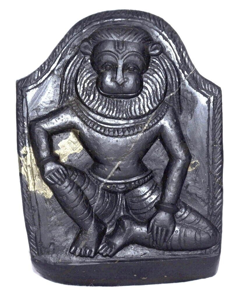 Lord Narasimha Idol / Shanta Narsimha Murti On Natural Golden Shaligram - Nepal