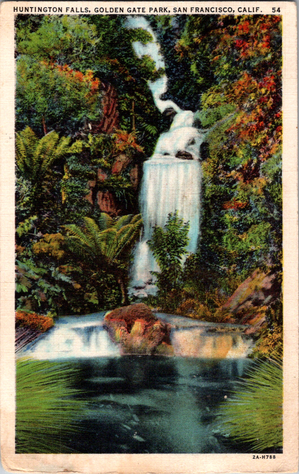 C. 1930\'s Huntington Falls Golden Gate Park San Francisco CA Postcard Waterfall