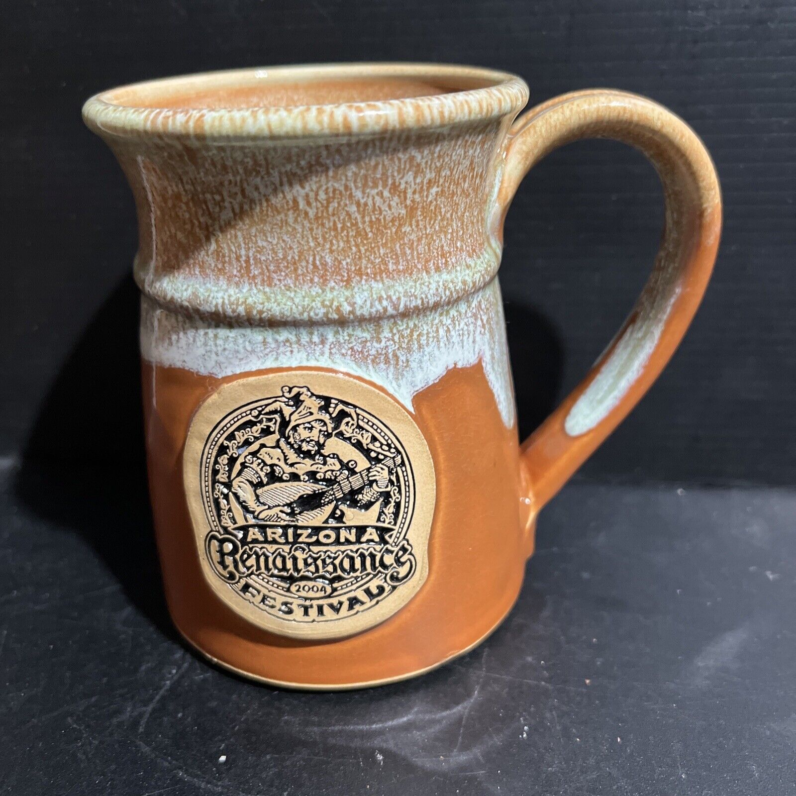 Vintage 2004 Arizona Renaissance Festival Grey Fox Pottery Mug Cup Deneen Style