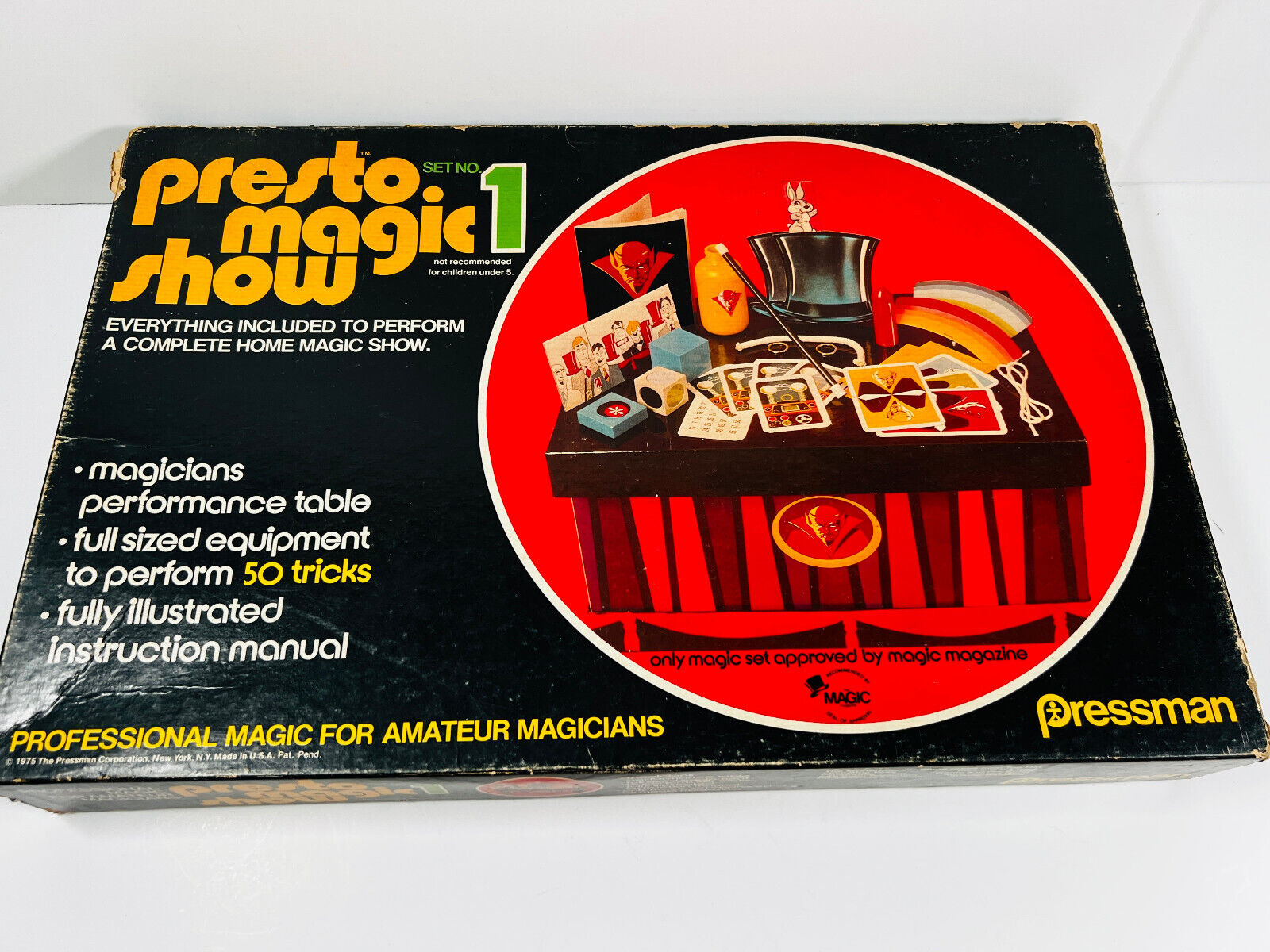 vtg 1975 Presto Magic Show Set Kit Complete? in Box pressman toy magician