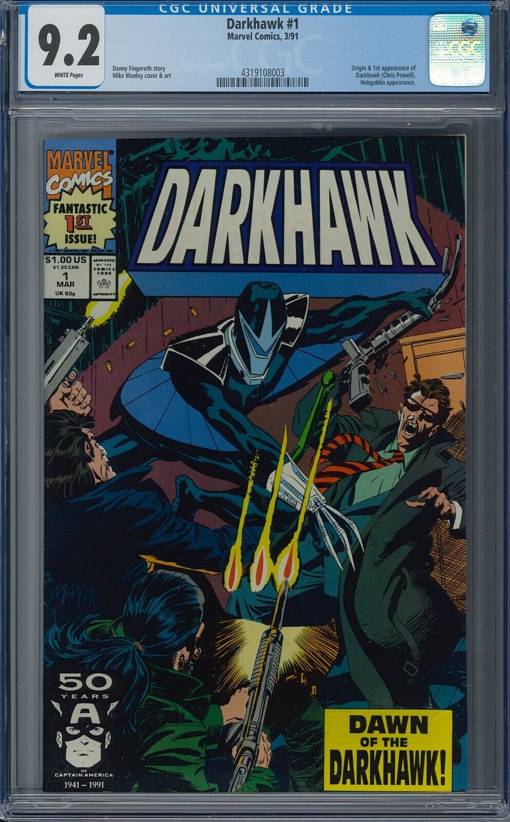 Darkhawk #1 Vol 1 (1991) CGC 9.2 1st Darkhawk Marvel