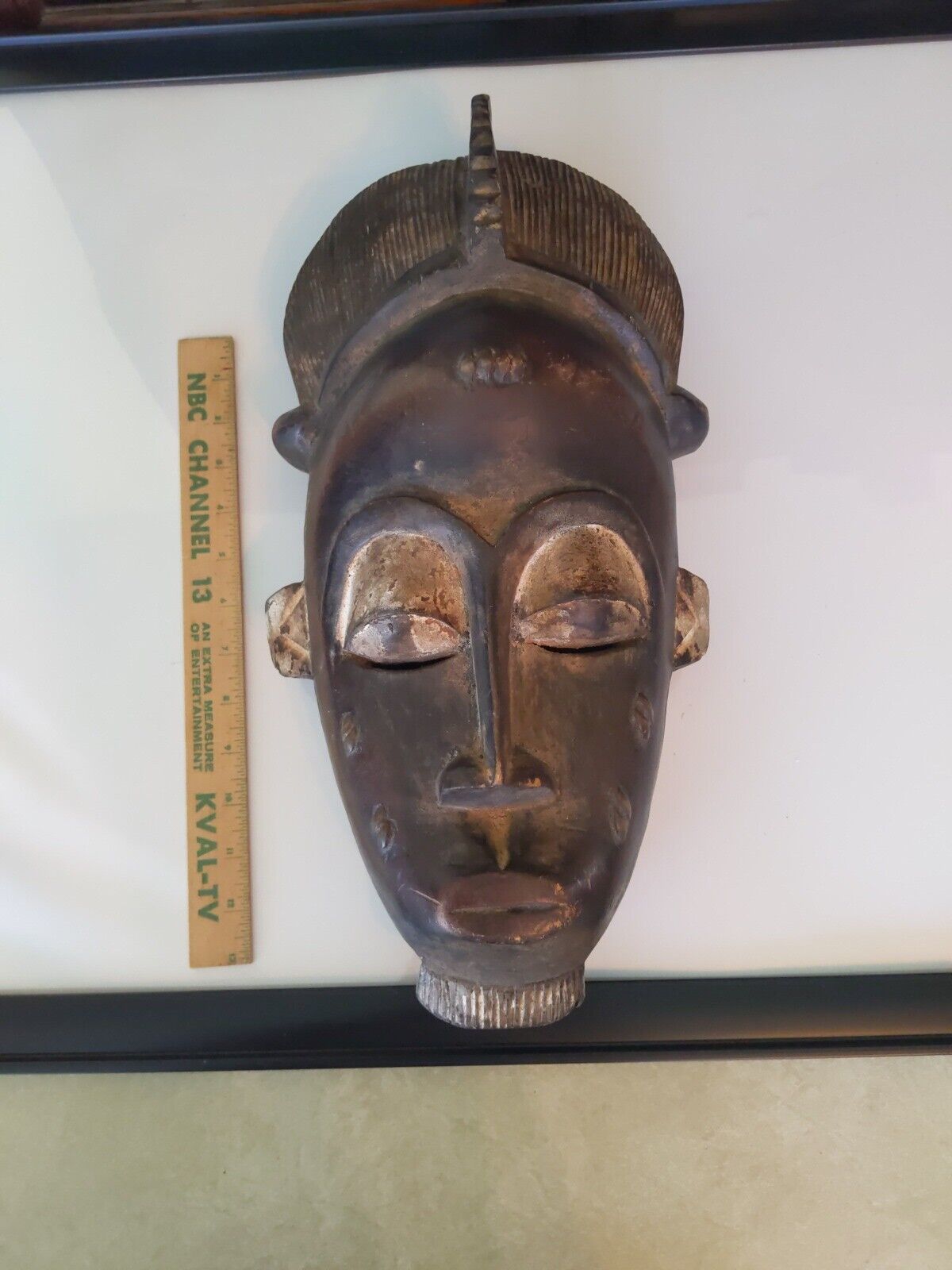 Antique VTG African Tribal Face Mask Wood Hand Carved face scars  18