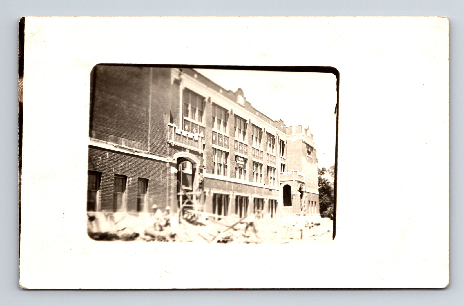 RPPC Construction at Unknown School New York NY Real Photo Postcard