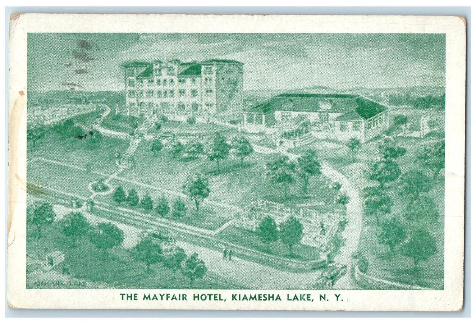 1944 Mayfair Hotel Exterior Building Kiamesha Lake New York NY Vintage Postcard