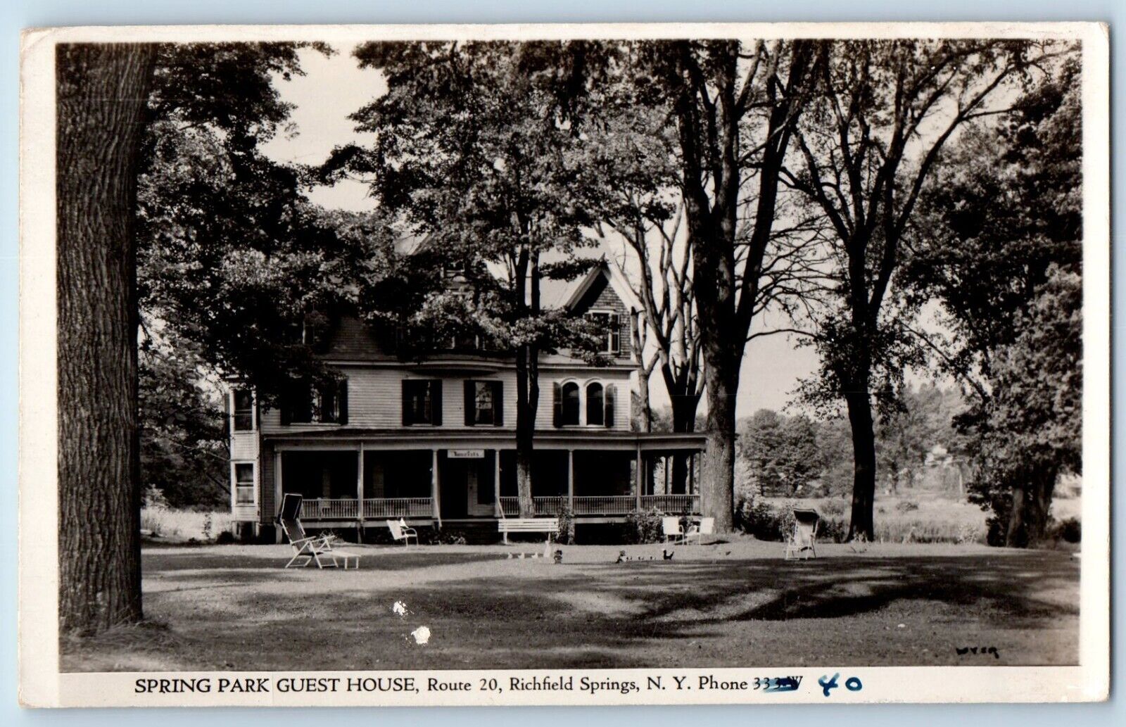 Richard Springs NY Postcard RPPC Photo Spring Park Guest House c1940's Vintage
