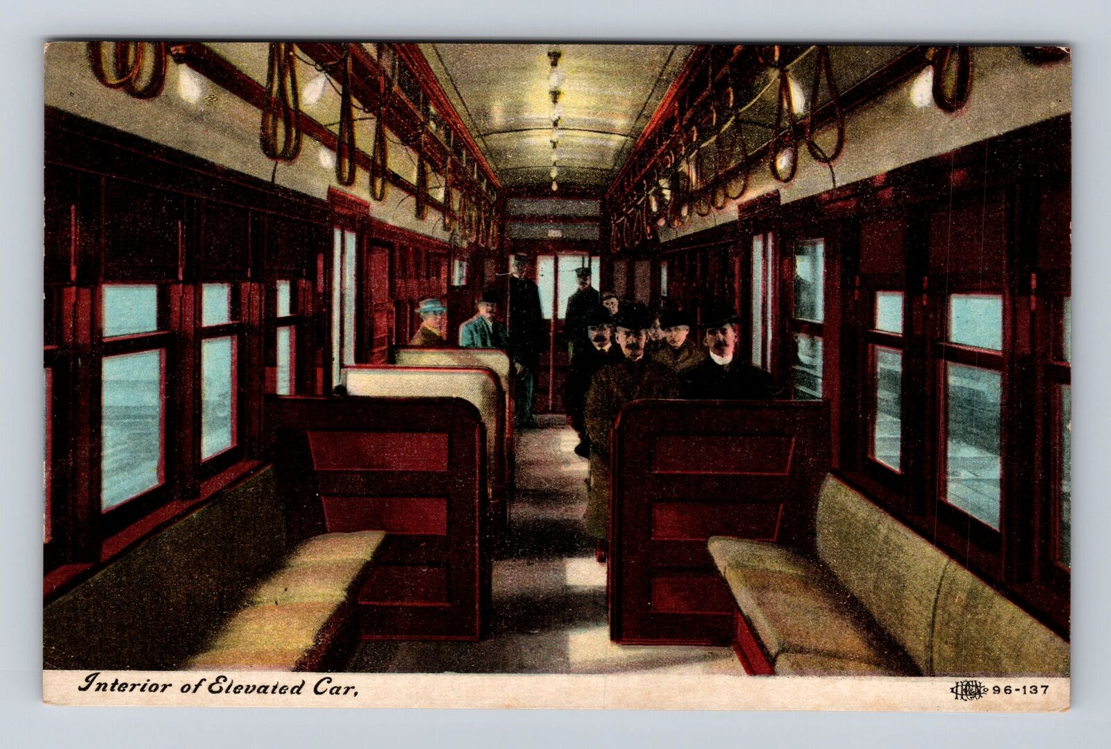 Interior Of Elevated Car, Antique, Vintage Postcard