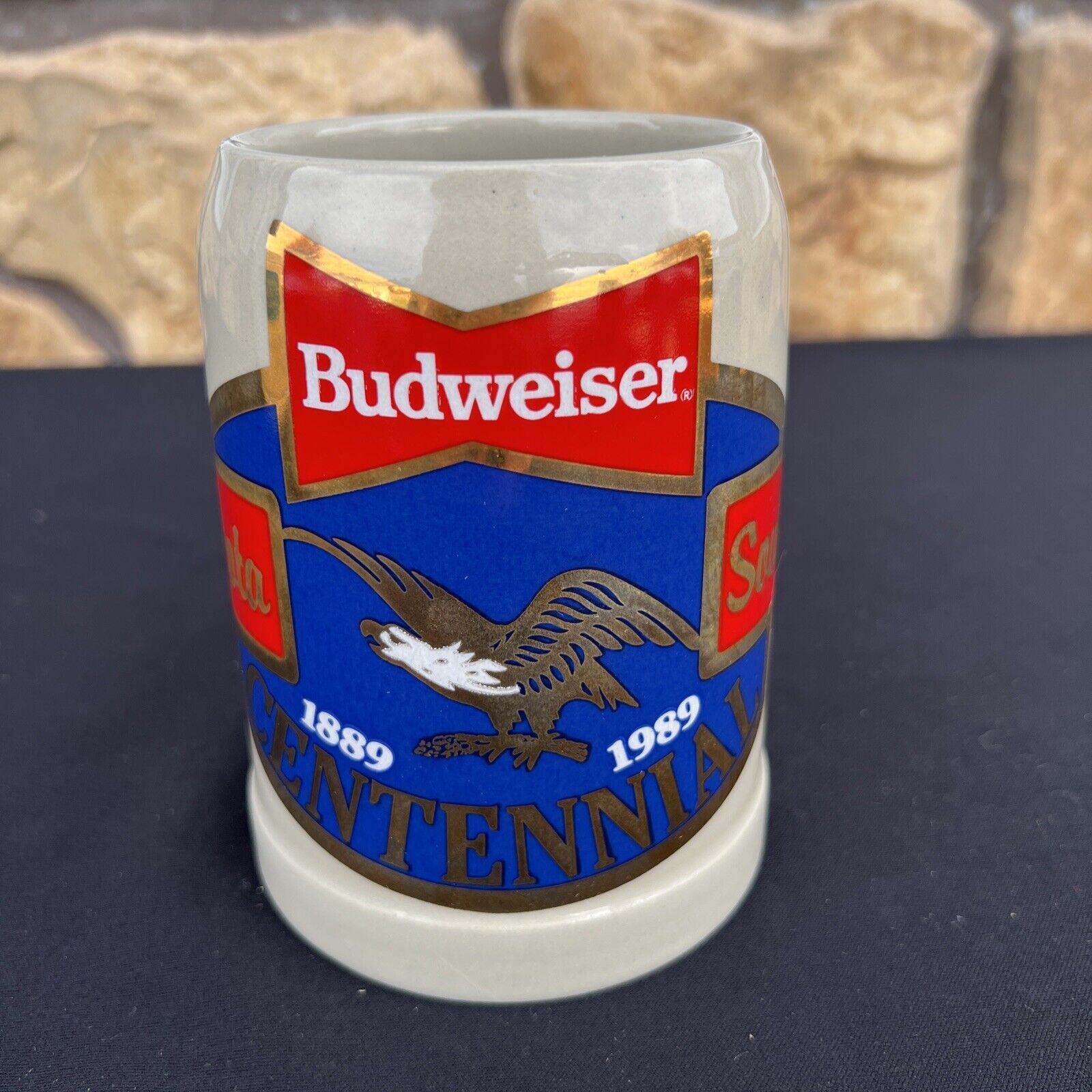 Vintage Budweiser Centennial North South Dakota Beer Stein Mug 1889 1989