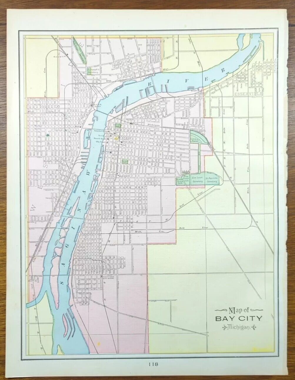 Vintage 1900 BAY CITY MICHIGAN Map 11