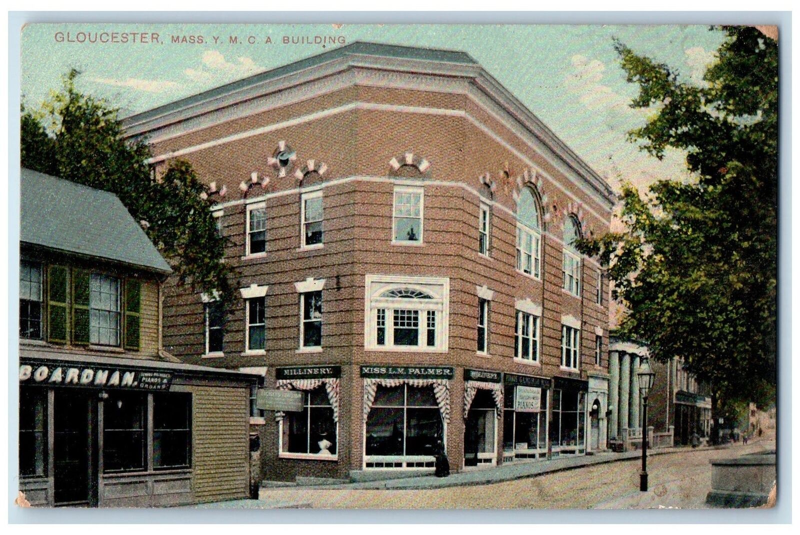 c1950's YMCA Building Pianos Store Street Gloucester Massachusetts MA Postcard
