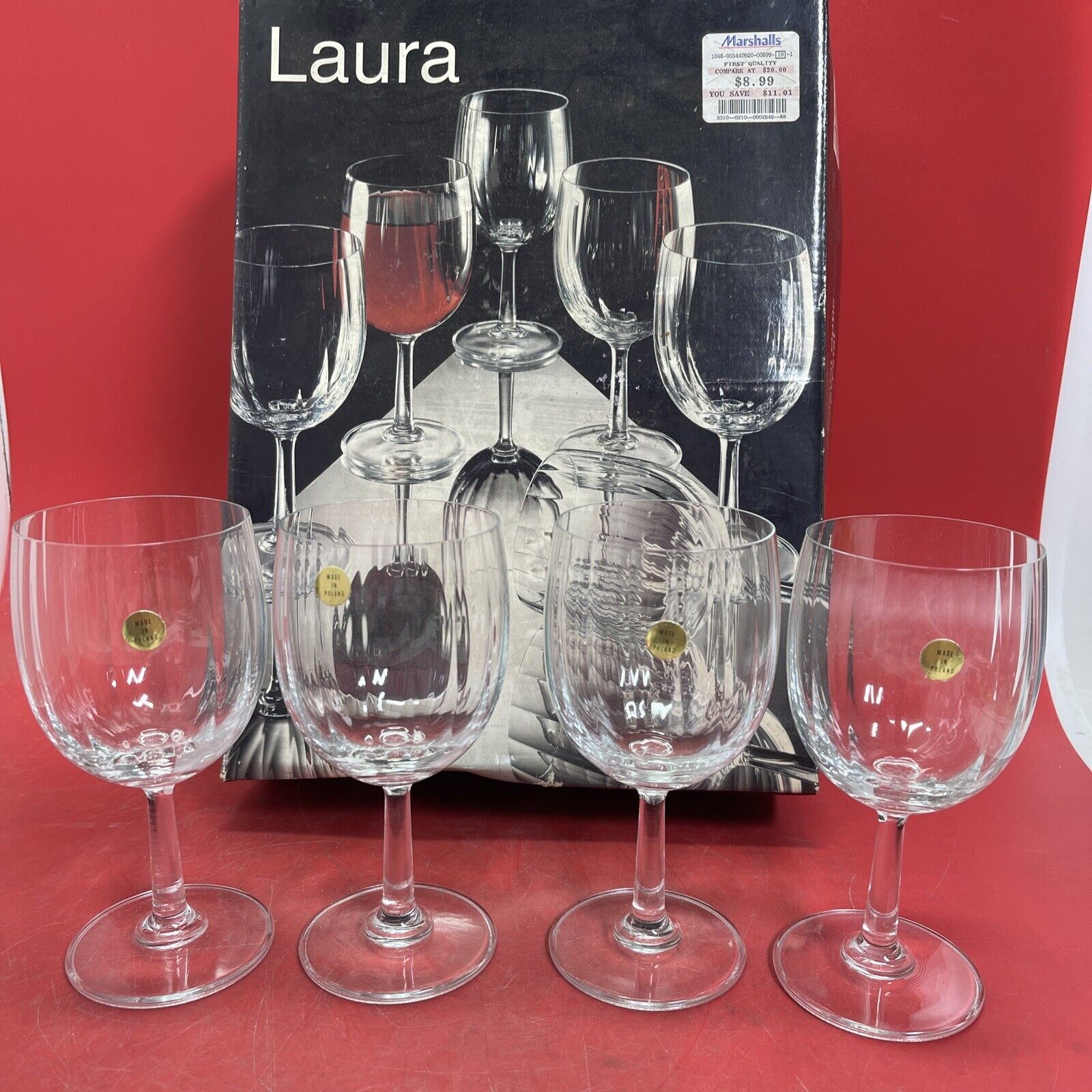 Vintage Laura Casual Optic Wine Crystal Lot 4 # 4112