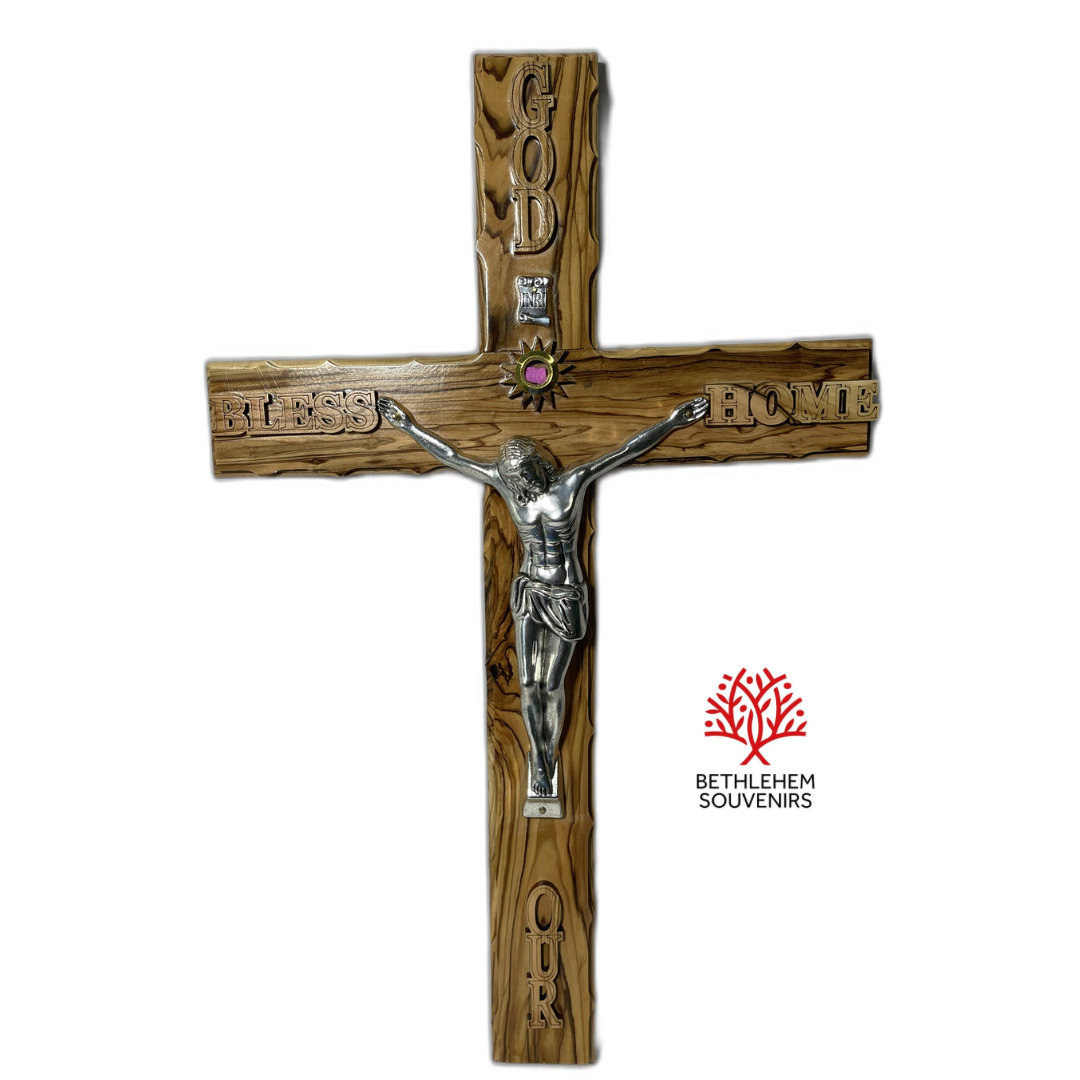 Huge Olive Wood 21 Inch Crucifix Cross Artistic Hand Made Bethlehem Christian