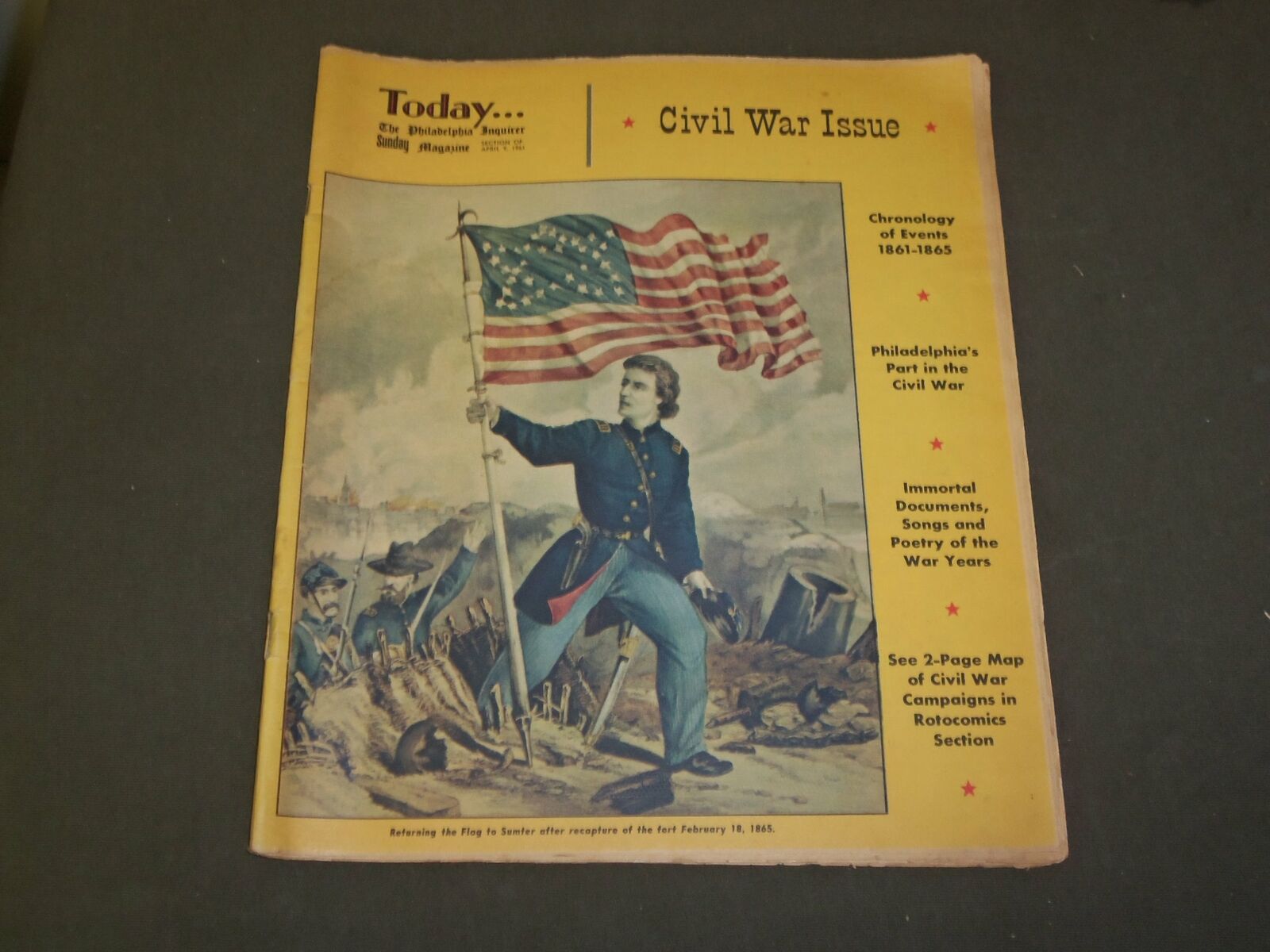 1961 APRIL 9 THE PHILADELPHIA INQUIRER NEWSPAPER - CIVIL WAR ISSUE - NP 3440