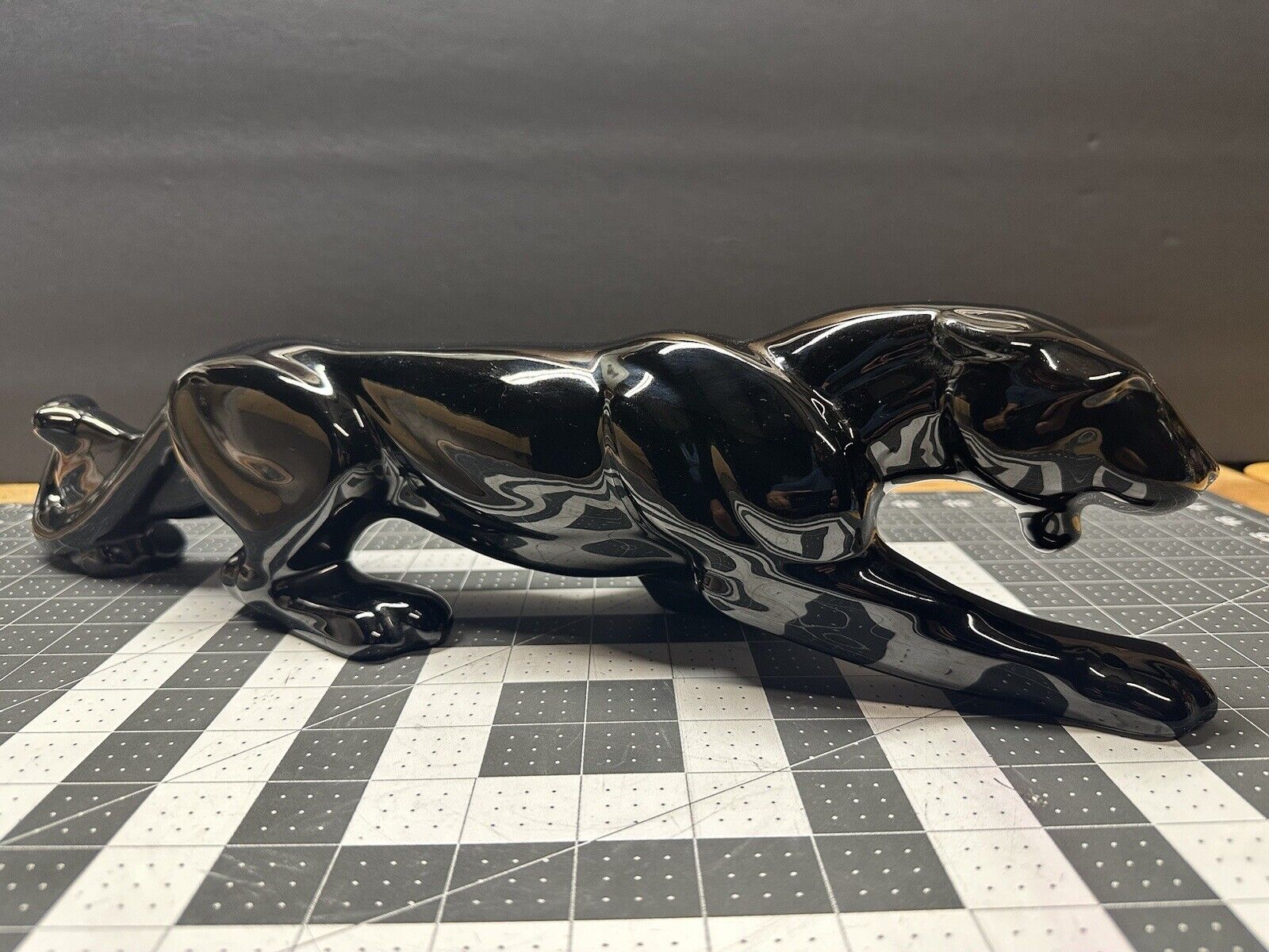 Vintage Haeger Ceramic MCM Stalking Black Panther Scuplture Figurine 19.5” Long