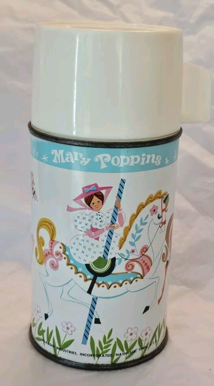 1964 Walt Disney Mary Poppins Carousel Thermos - ALADDIN INDUSTRIES 
