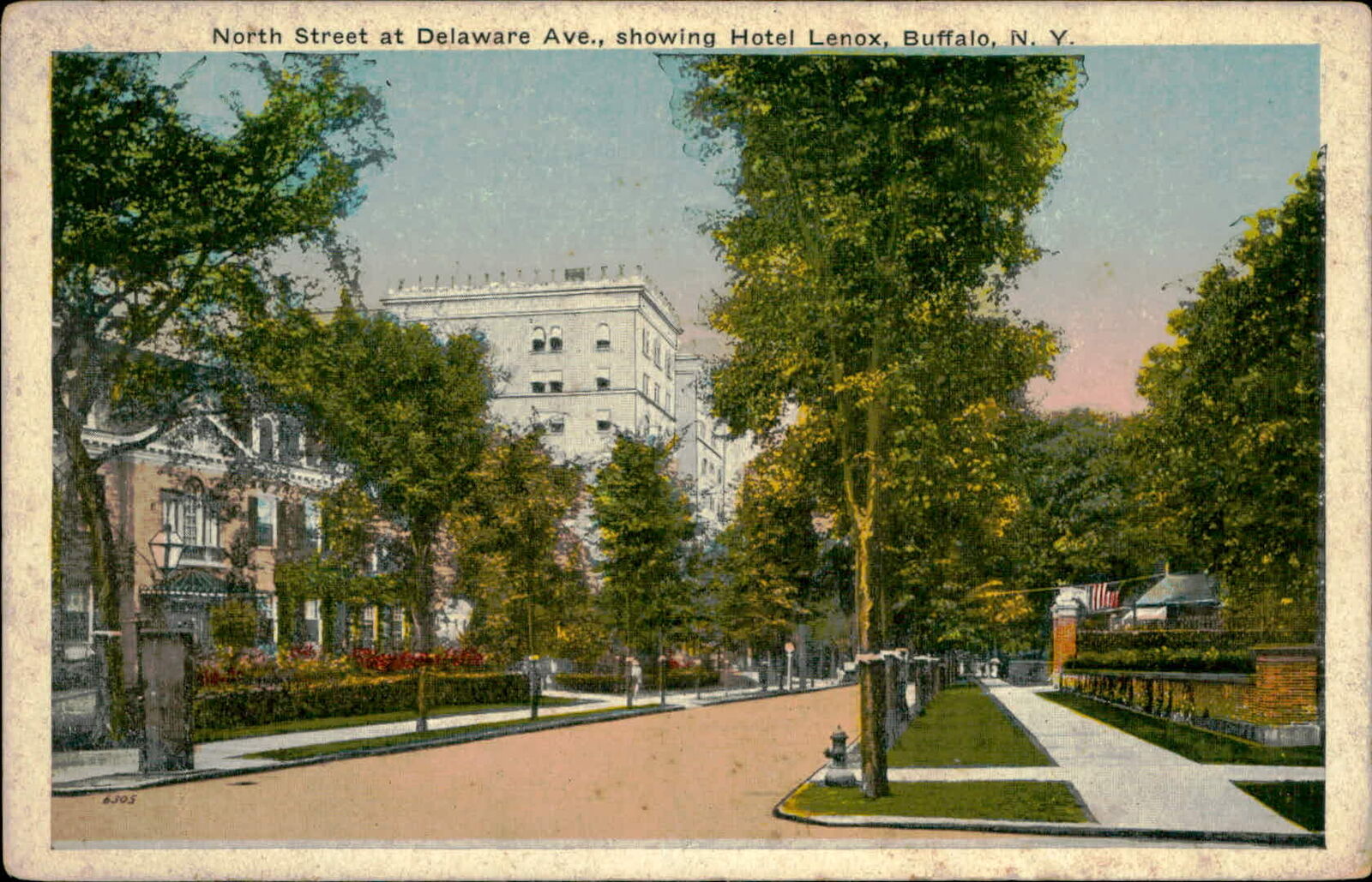 Postcard: 6305 North Street at Delaware Ave., showing Hotel Lenox, Buf