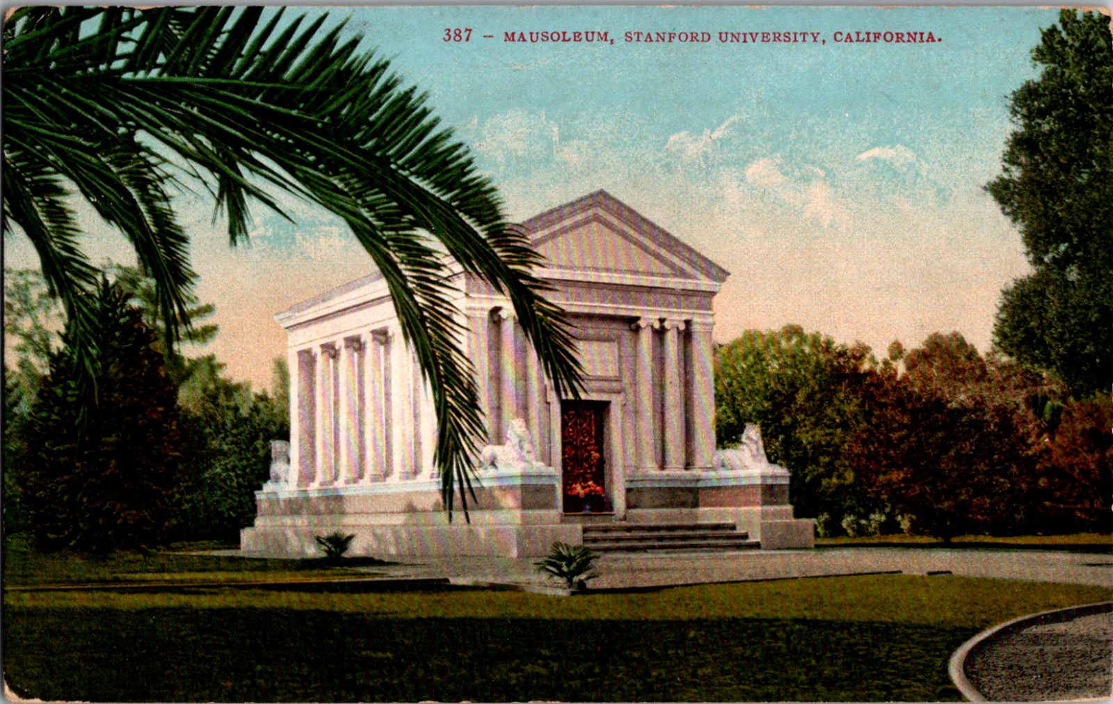 Vintage 1915 Mausoleum Arboretum Stanford University California CA Postcard 