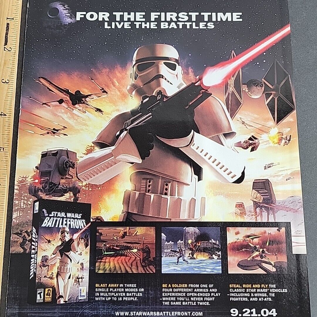 2004 Print Ad Stormtrooper Star Wars Battlefront Video Game Release Promo Page