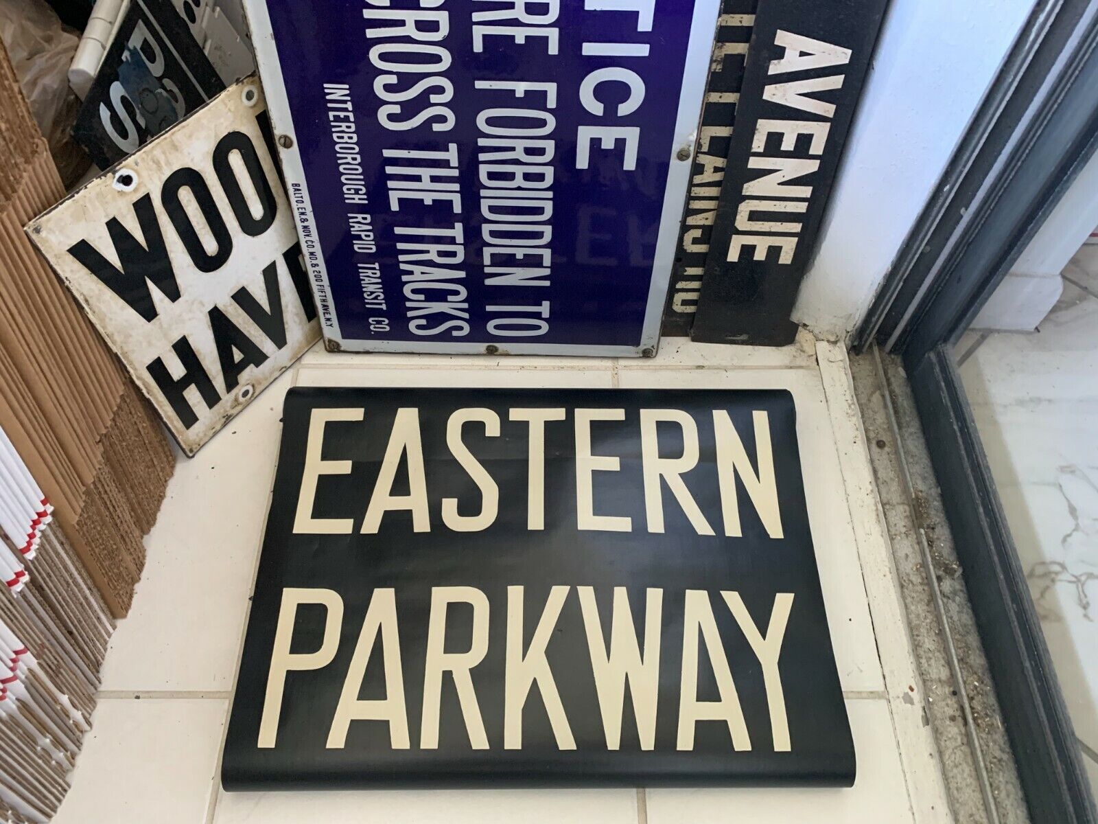 1948 NY NYC SUBWAY ROLL SIGN BROOKLYN EASTERN PARKWAY BUSHWICK PROSPECT HEIGHTS