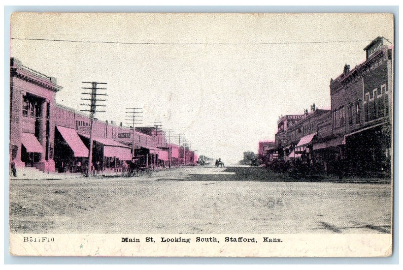 1908 Main St. Looking South Exterior Building Stafford Kansas Vintage Postcard