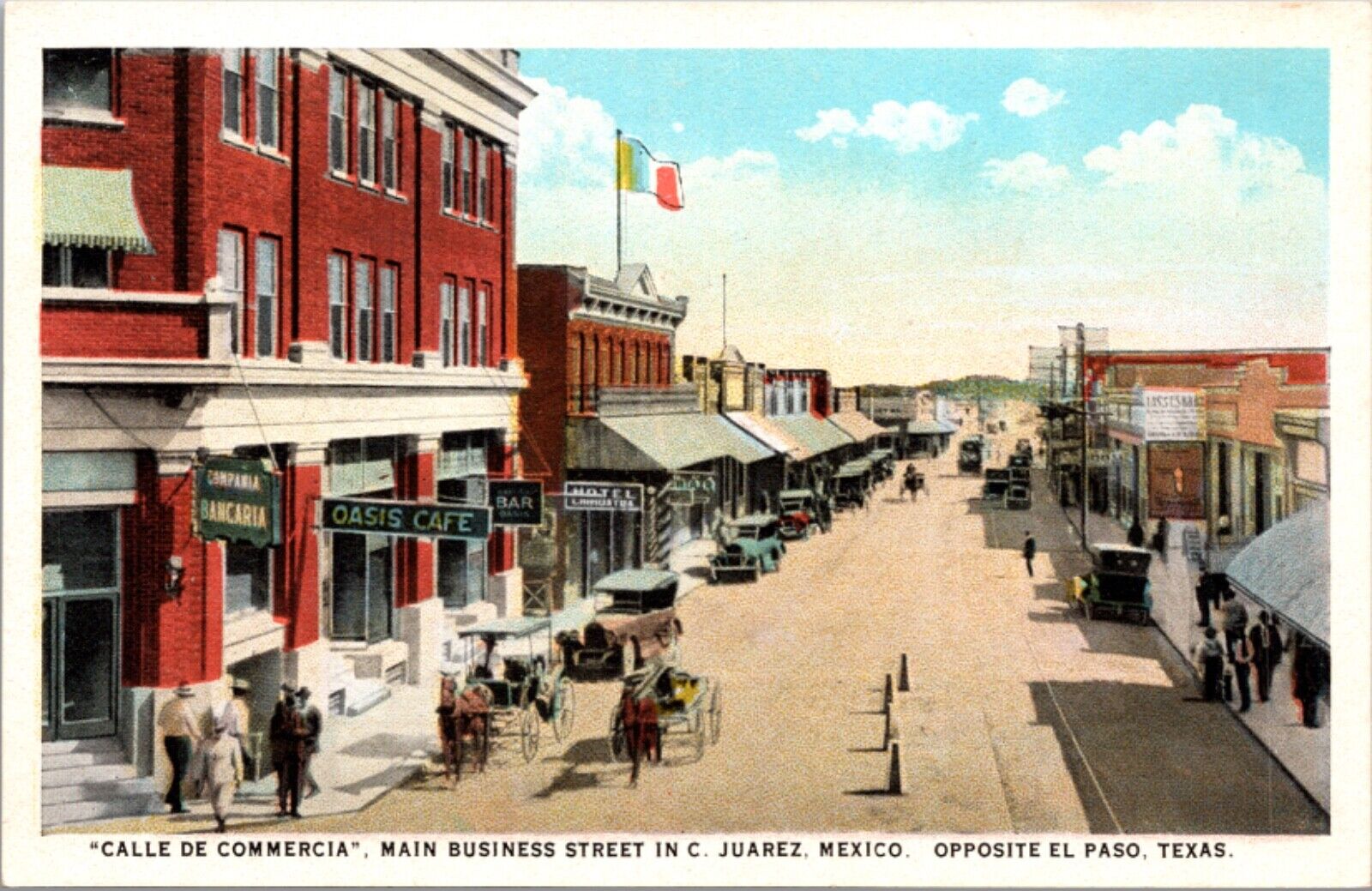 Postcard Calle De Commercia Main Business Street in C. Juarez, Mexico