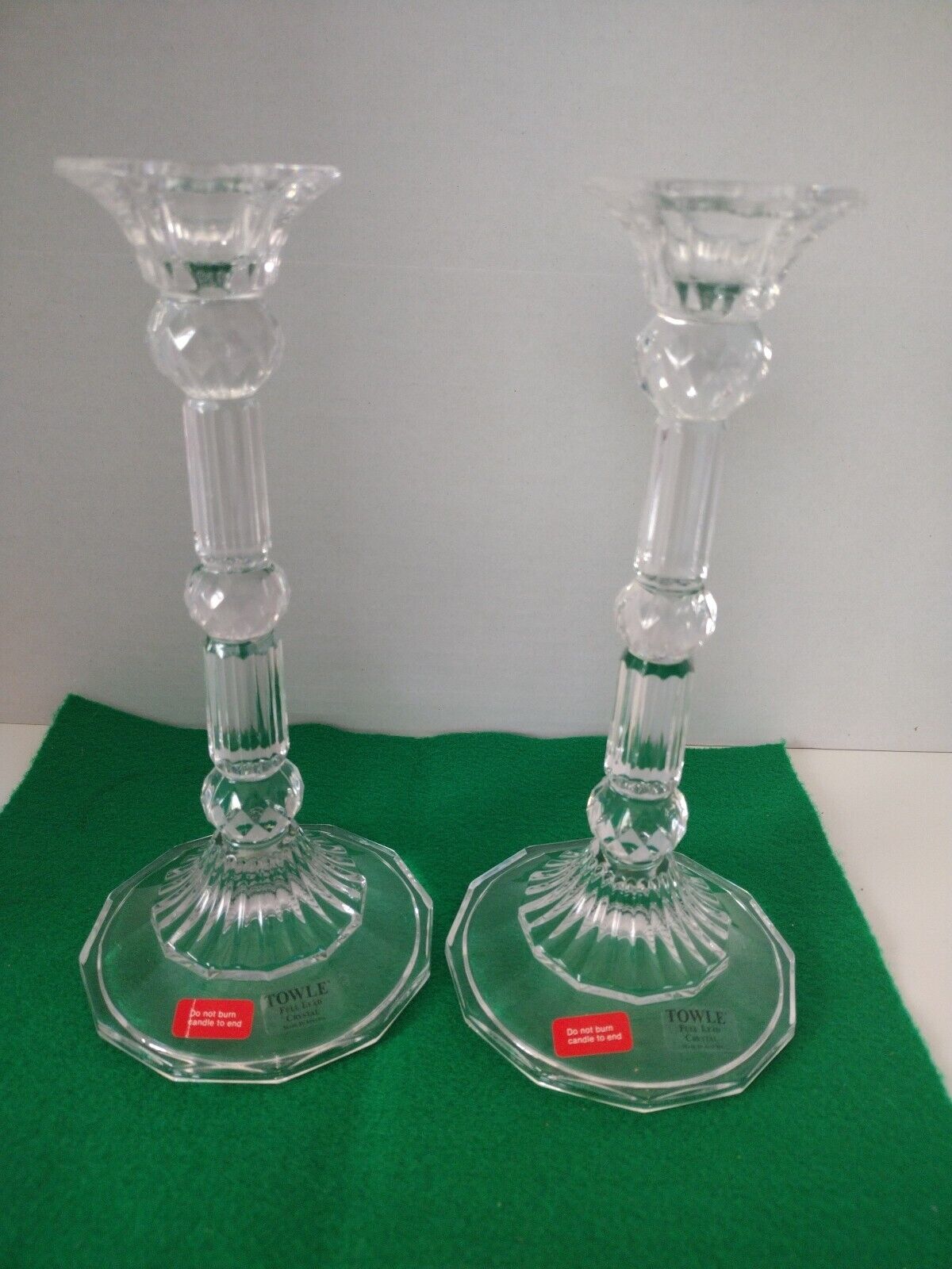 Crystal Candle Holders Towle brand  made in Austria 8 1/2 Inch Tall Great Condit