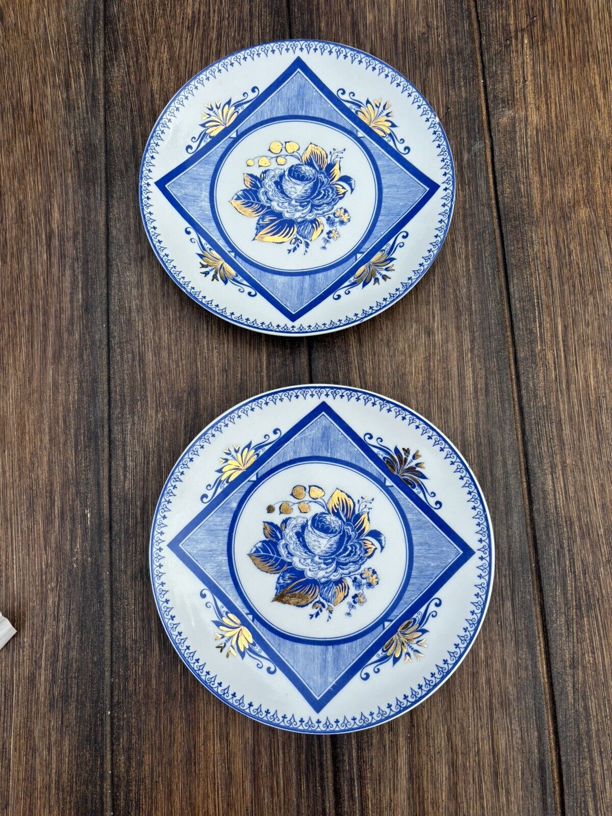 RARE LFZ Vintage Porcelain Blue & Gold Rose Lomonosov RUSSIA ЛФЗ Soviet