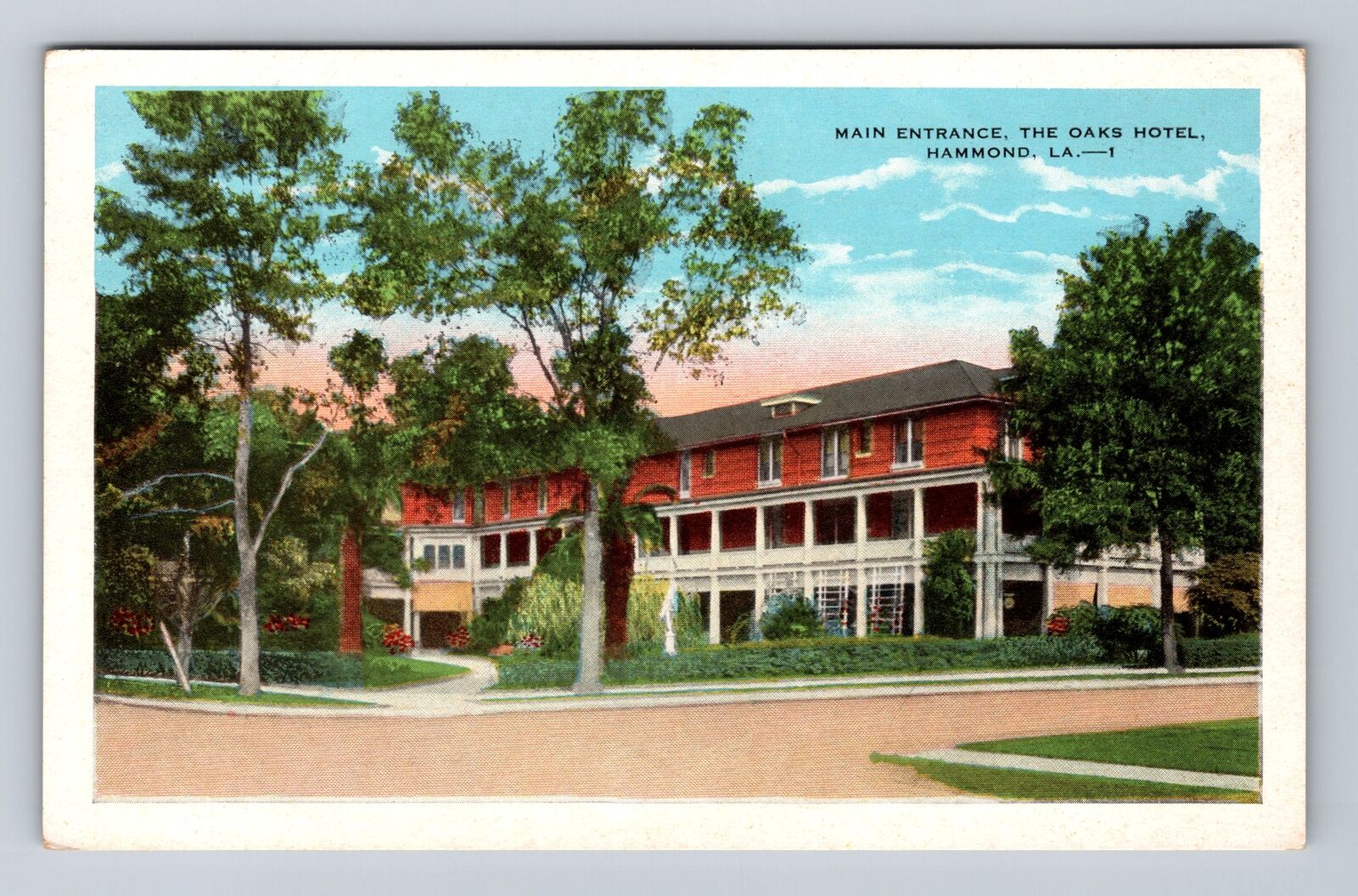 Hammond LA-Louisiana, The Oaks Hotel, Advertising, Antique Vintage Postcard