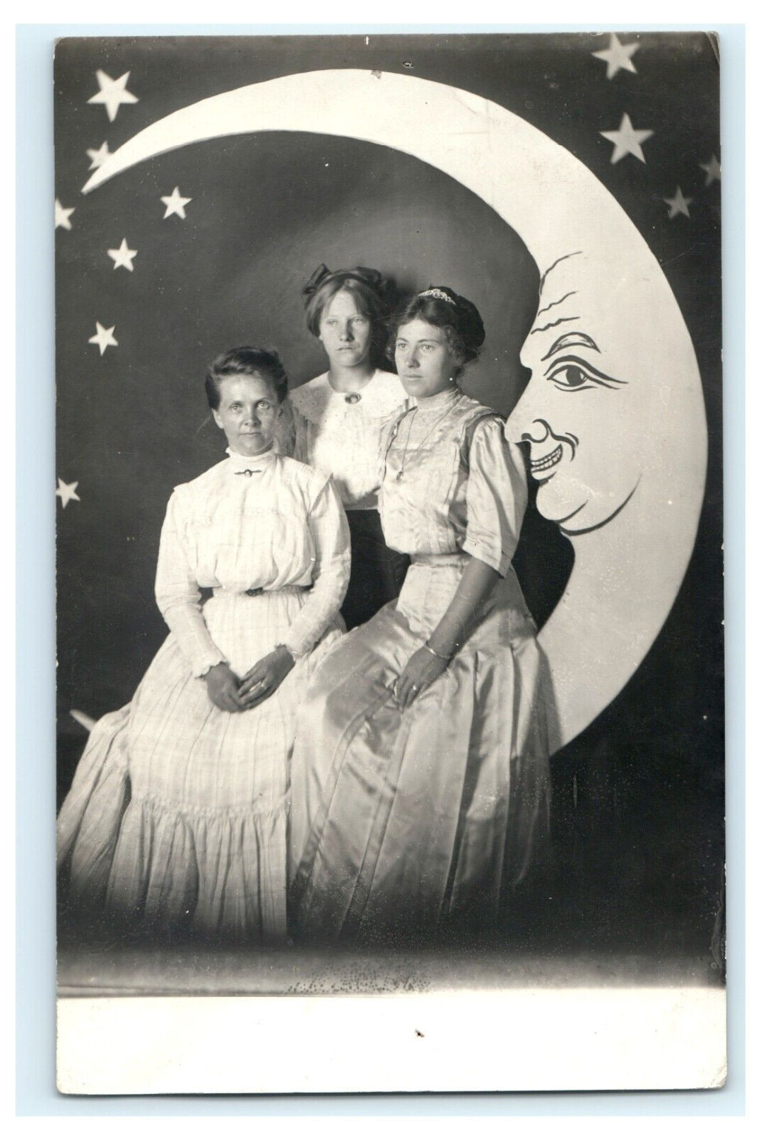 Lovely Girls Woman Paper Moon RPPC Studio Image Early View Stars