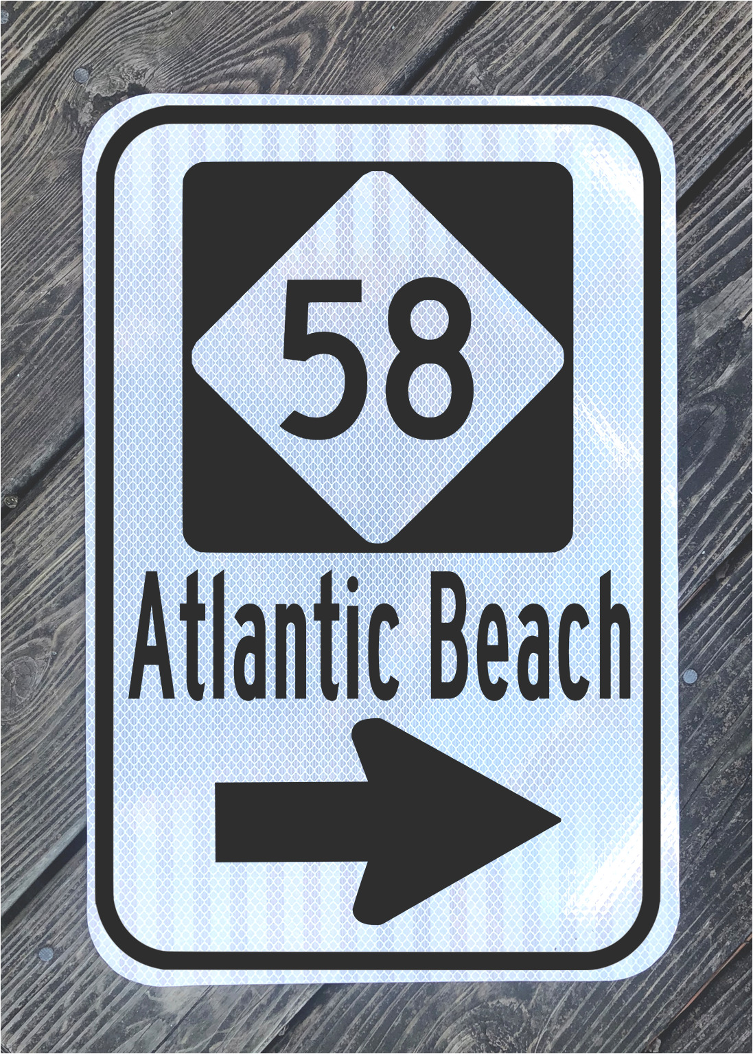 ATLANTIC BEACH NORTH CAROLINA Highway 58 road sign - DOT style  T