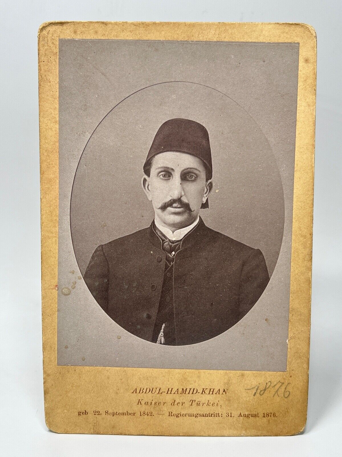 1880's Ottoman Turkey Sultan Abdul Hamid II Photo Cabinet Portrait Album Print