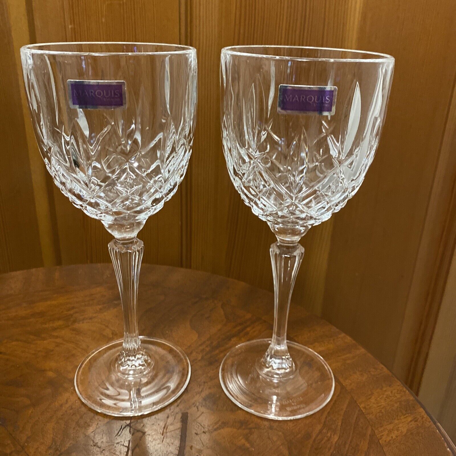2 - Waterford Marquis Markham Crystal Wine Water Glasses Goblets Italy 8.5” New