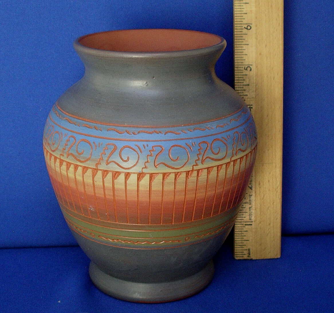 Etched Clay Terracotta Signed A. Benally Navajo Pottery Vase 6” Native American