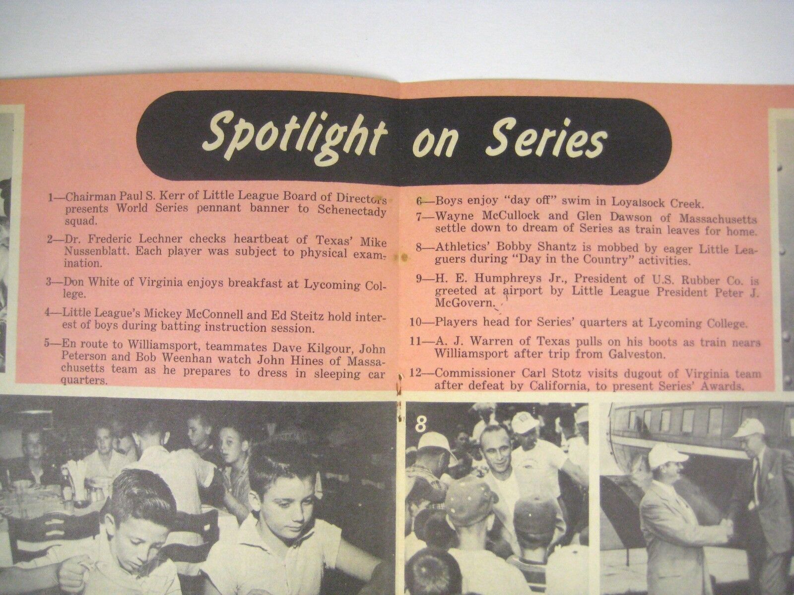 Little League 1954 Print Ad Baseball 2 Page Spotlight on Series World Series